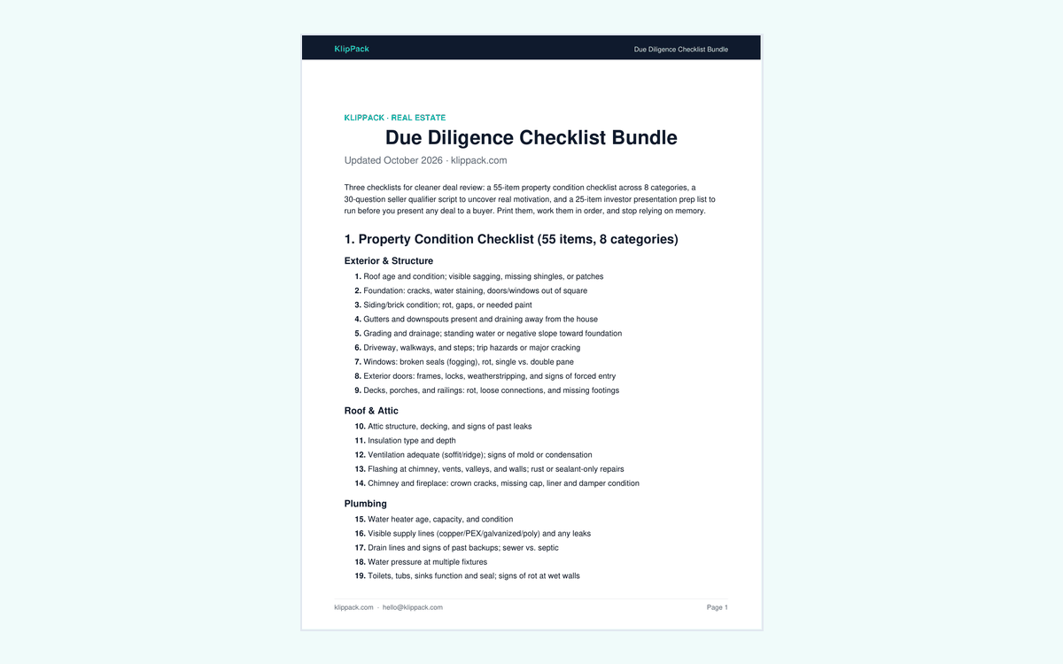 Due Diligence Checklist Bundle - preview of the delivered file