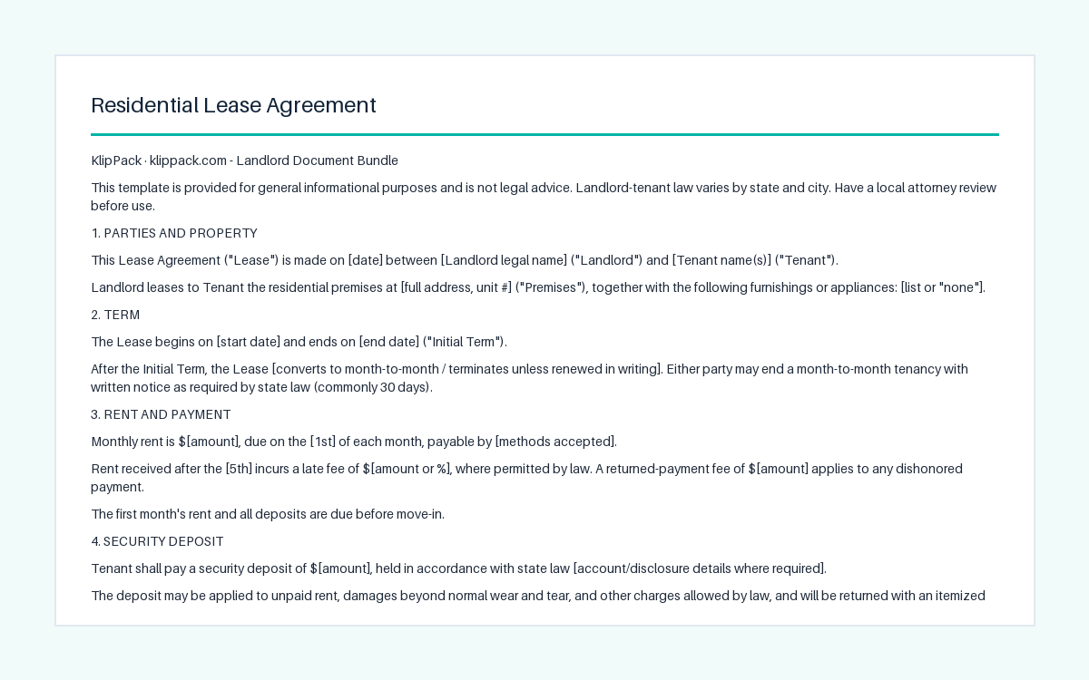 Landlord Document Bundle - preview of the delivered file
