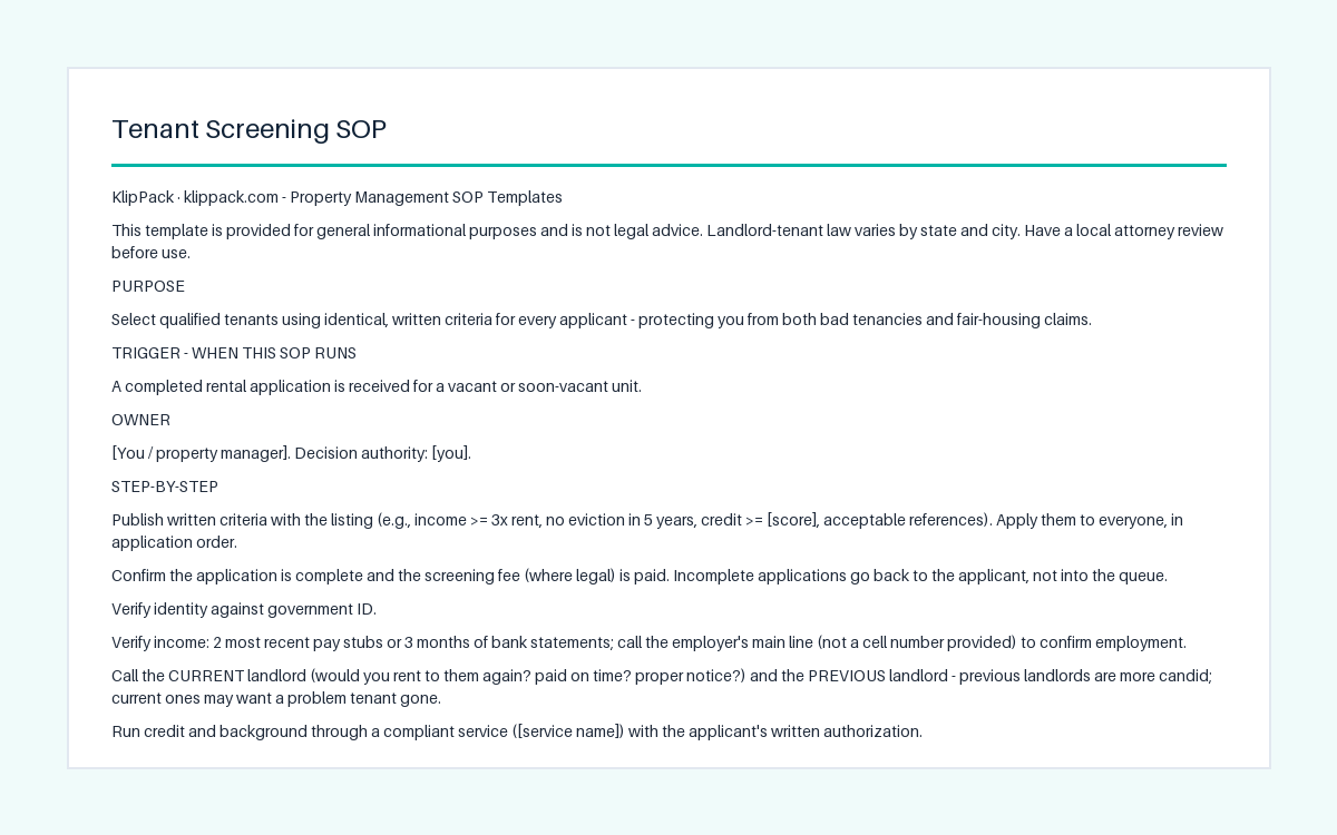 Property Management SOP Templates - preview of the delivered file